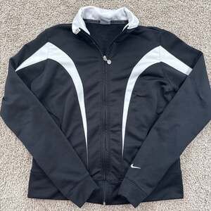 Nike FitDry Full Zip Jacket Womens Black Gray Athletic Running Training EUC